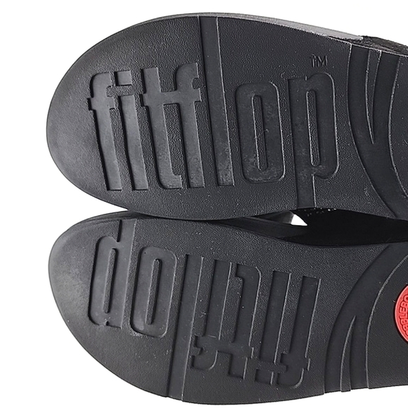 Fitflop Women's Lulu Black Popstud Toe-Post Shiny Metal Studs Sandals Size 7 - Picture 12 of 16